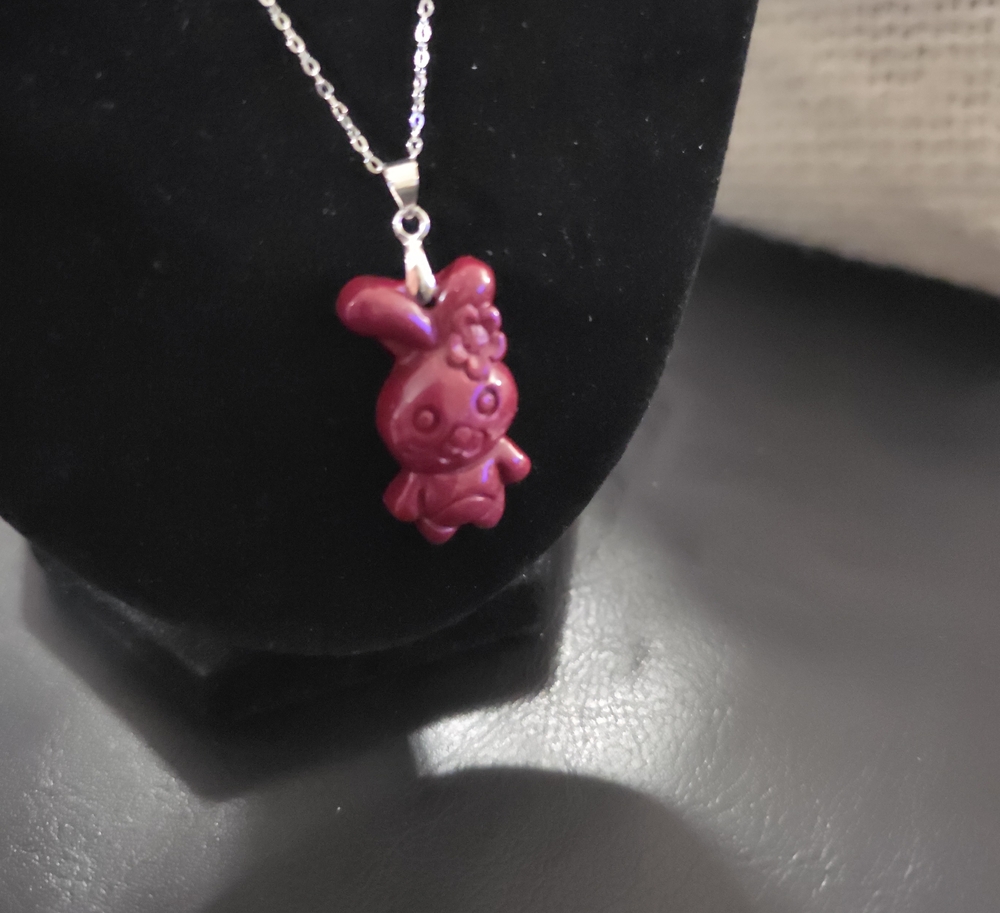 Pink Bunny Pendant Necklace